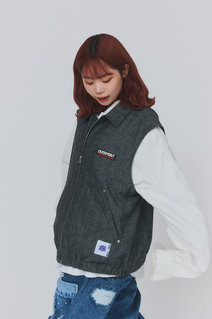 VEST HERRINGBONE TWEED