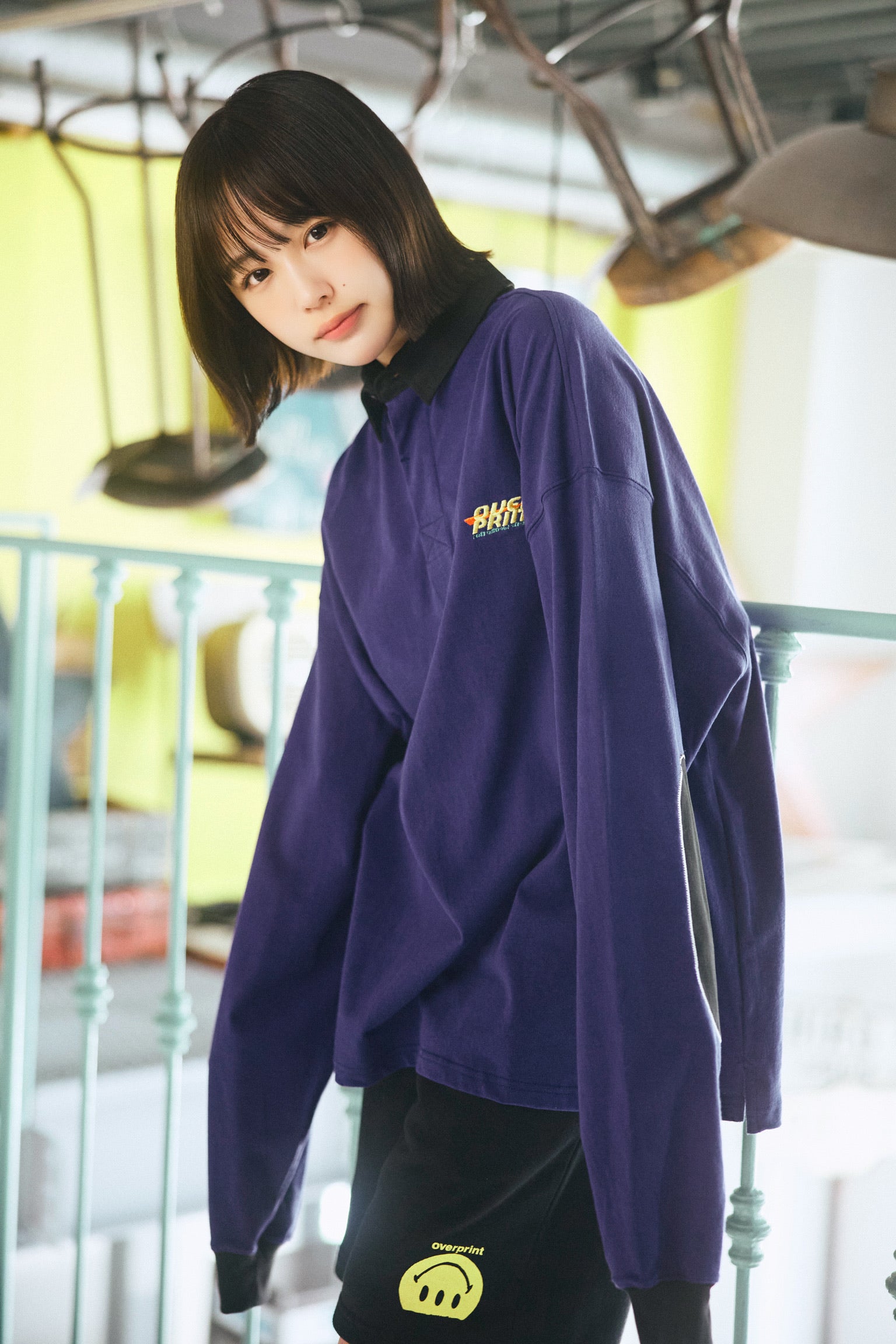 【新品未使用】OVER PRINT BIG RUGBY SHIRTS 2TONE BIG Rugby Shirts BOADER – over print