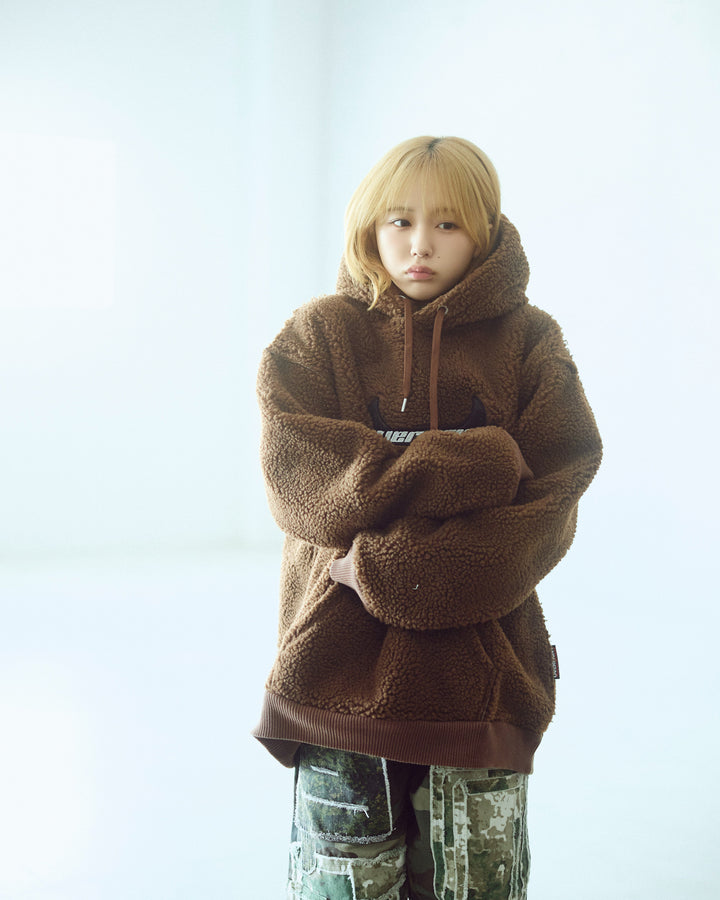 Satan logo Bonding Boa Hoodie