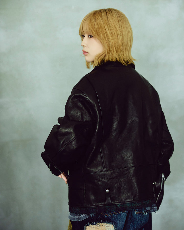 LEATHER SINGLE RIDERS JACKET *sevskig exclusive