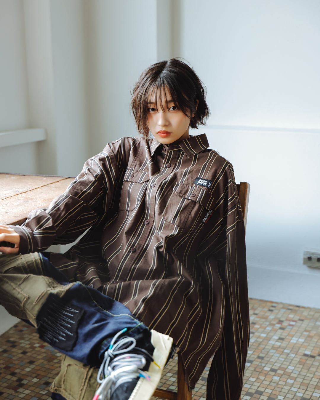 BREAK WIDE SHIRTS(STRIPE)