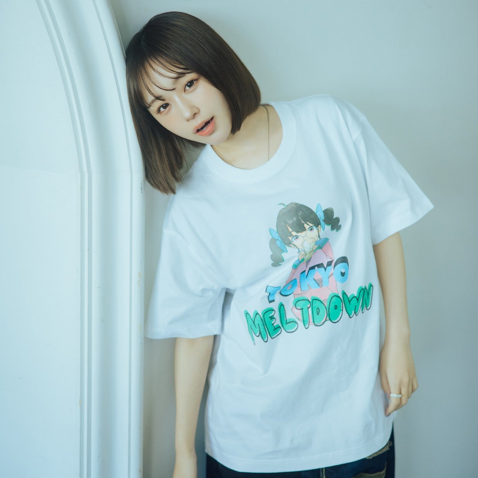 OVER PRINT/なえなの/Tシャツ/コットン/グレー ＞≪ 【公式通販】