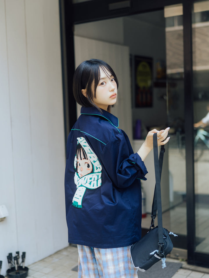 LOUNGE SCARF EMB SHIRT