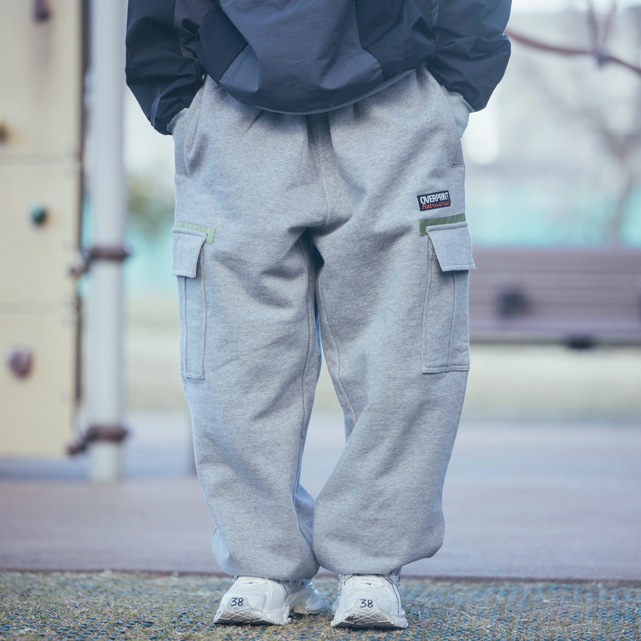 sweat cargo pants (heather gray) – over print