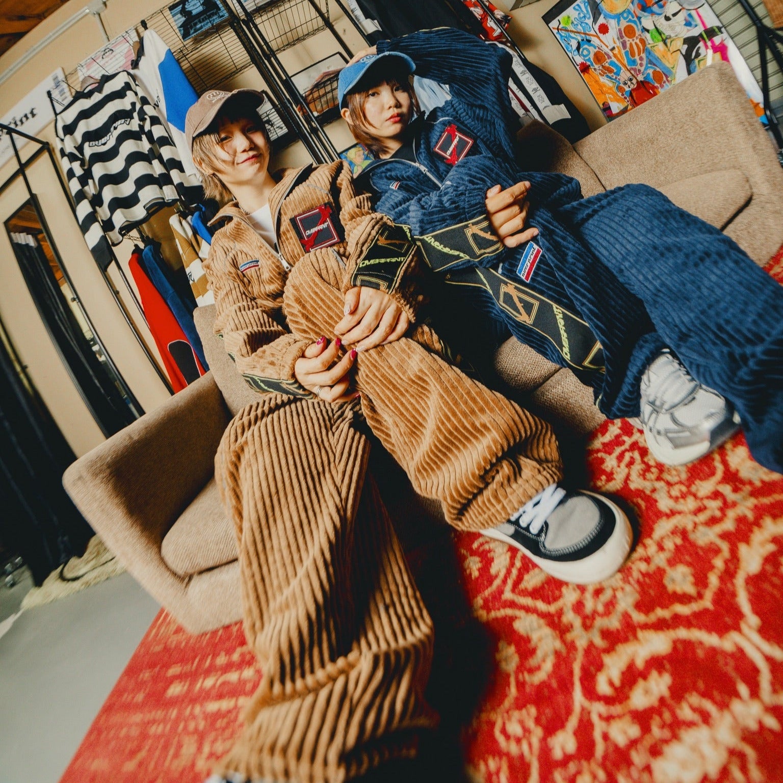 Corduroy jersey pants – over print