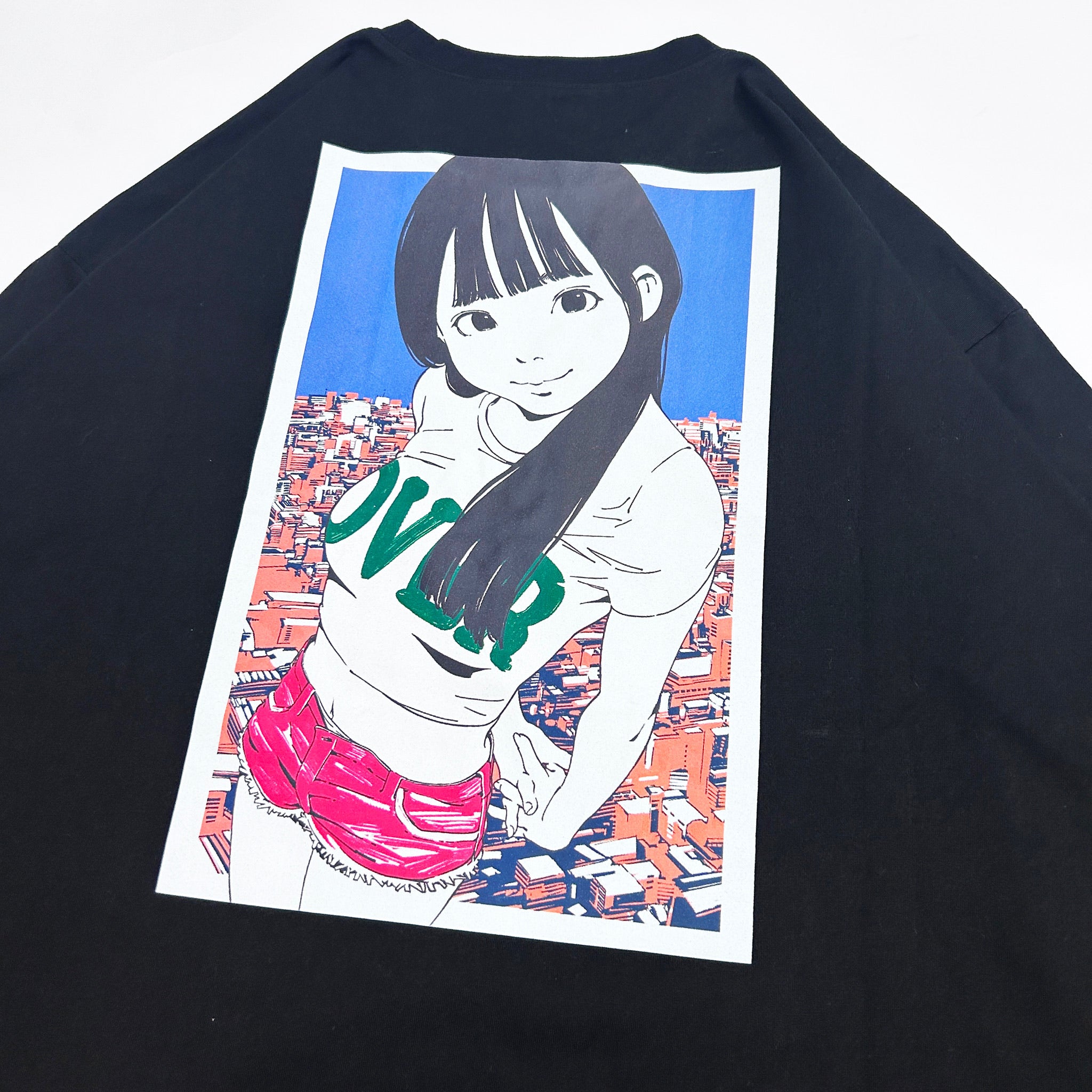 VIP【関税送料無料】希少 LANEUS BLACK COTTON T-SHIRT Buy Black Relaxed Fit 100% Cotton Japanese Back Print