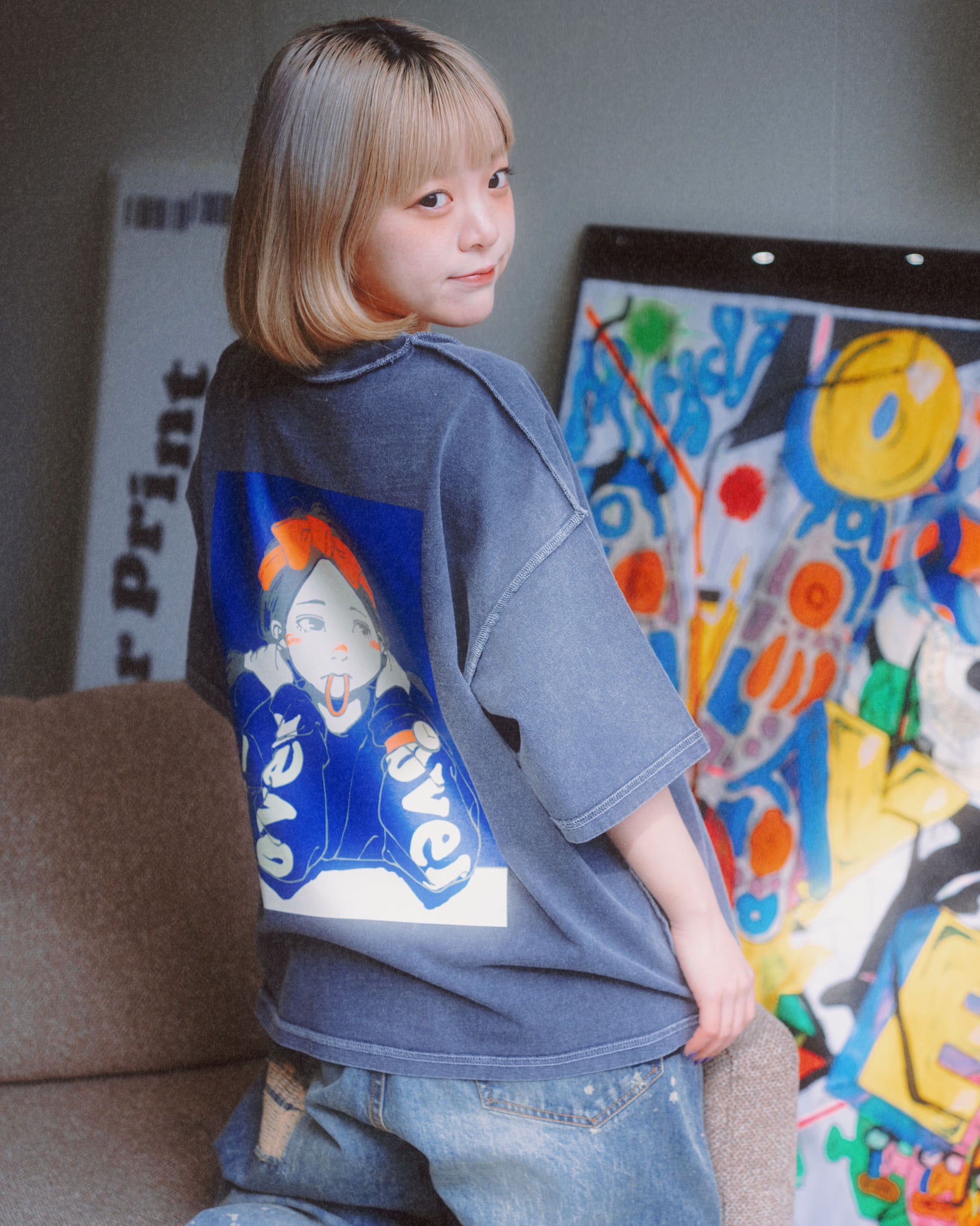 POP ART pigment Tee Ver:1 GLOW IN THE DARK – over print